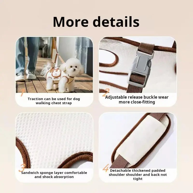 [Hipipet] Dog Backpack Leash Outdoor Portable Breathable – Multi-Function Hands-Free Carrier, Side-Crossbody & Towing Air Mesh Design for Pets, Cozyvibes