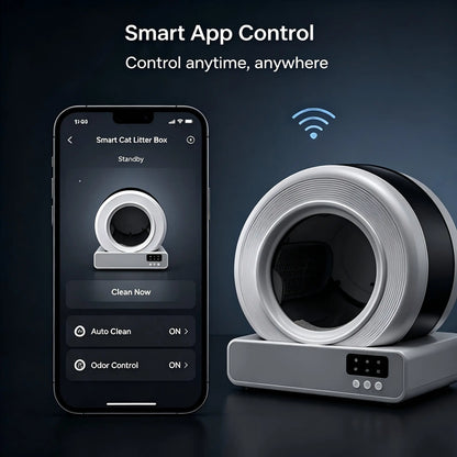【Independence Day 】Pawtech Smart Low-Noise Auto-Cleaning Cat Litter Box (60L) - 2.4G Wifi App-Controlled, Equipped with Smart Sensors, Safety Protection, Easy Maintenance #Catlitterbox#Smartlitterbox#Petessentials#Catlovers