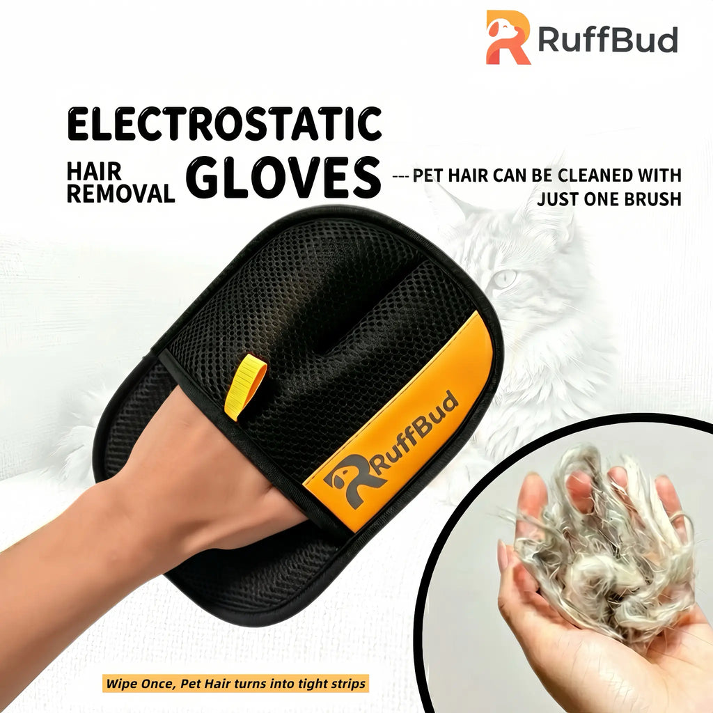 Ruffbud Reusable Pet Hair Removal Gloves, Dog & Cat Grooming Mitts for Fabric Cleaning, Daily Household Use